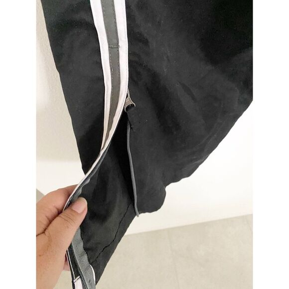 Y2K ROUTE 66 Black Track Jogging Pants Zipper Legs Women's Size Medium - Picture 2 of 7